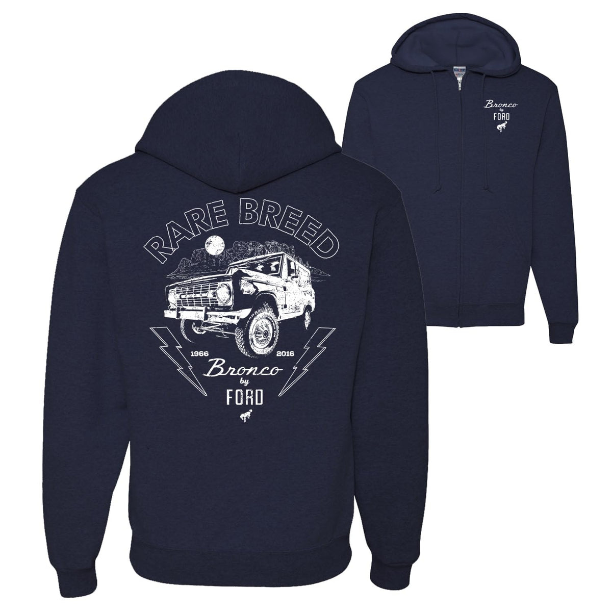 US Flag Ford Bronco Cars and Trucks Front and Back Graphic Zip Up Hoodie Sweatshirt