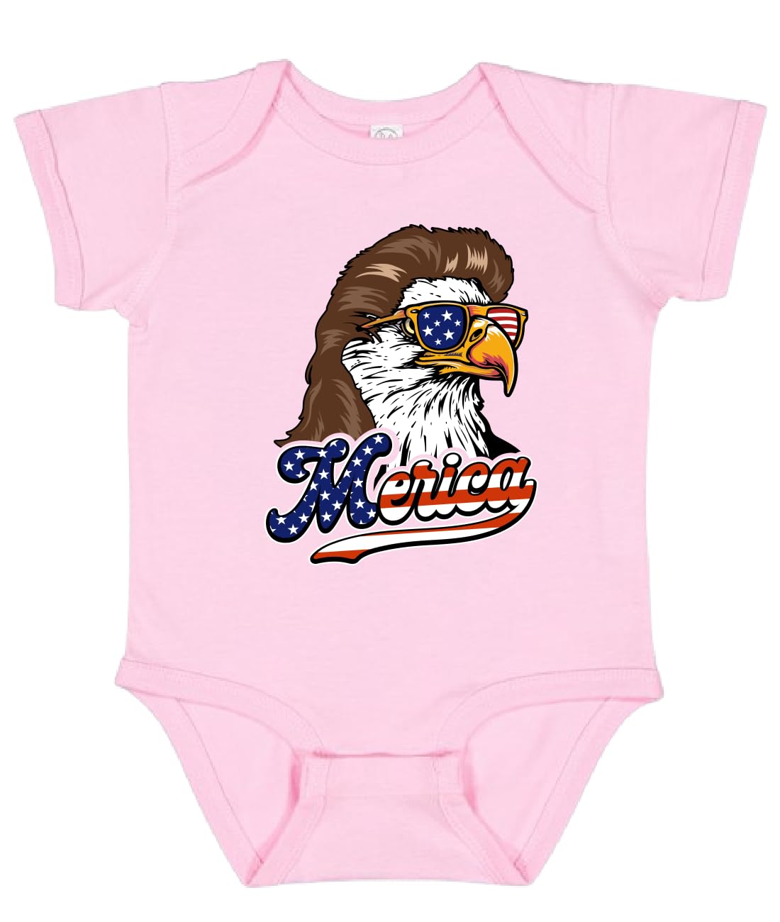 American Bald Eagle Mullet Glasses American Pride Baby Creeper Boys Girls Infant Bodysuit