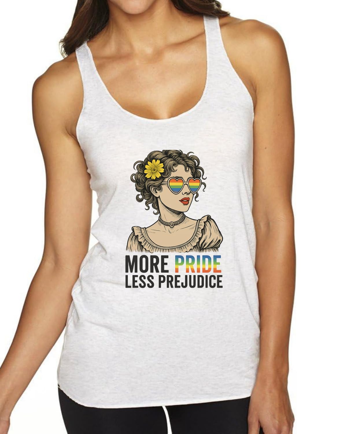 More Pride Less Prejudice Lesbian Gay Bi Trans Pride LGBT Pride Tri-Blend Racerback Tank Top