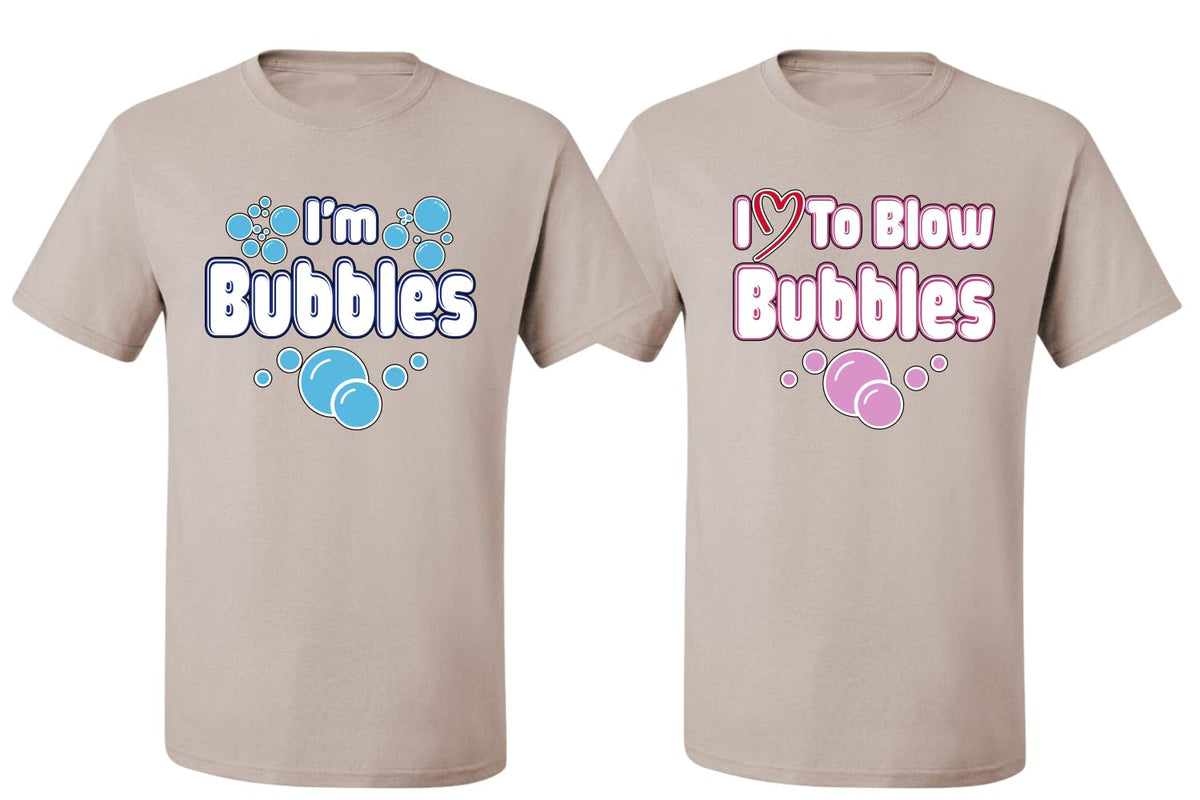 I Love to Blow Bubbles, I'm Bubbles Funny Couples Joke His and Hers Valentine's Day Matching Couple T-Shirt