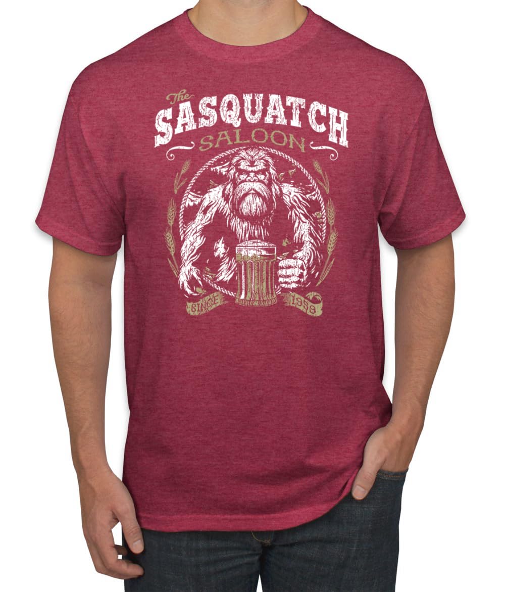 The Sasquatch Saloon Funny Bigfoot Beer Conspiracy Pop Culture Men's T-Shirt