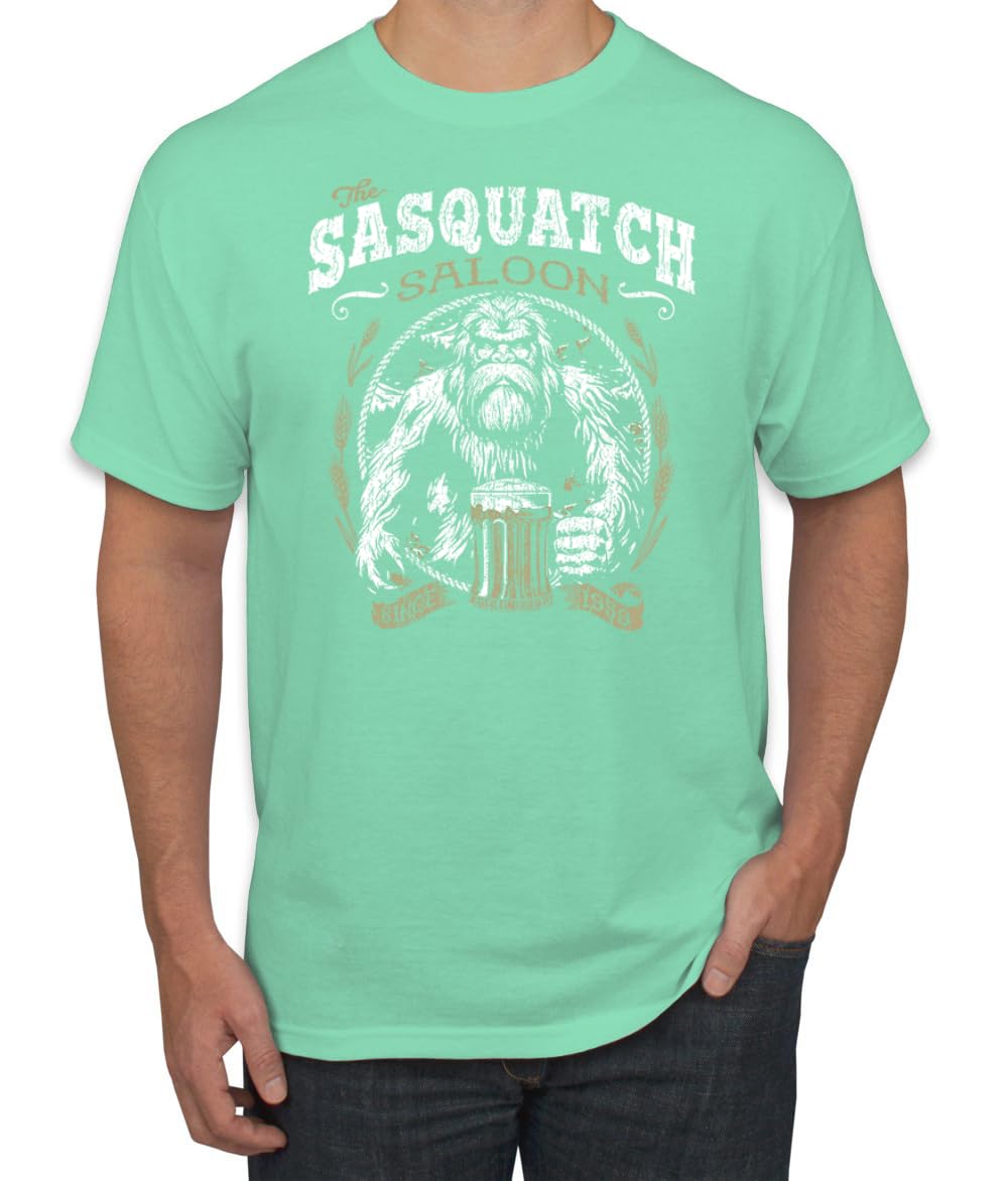 The Sasquatch Saloon Funny Bigfoot Beer Conspiracy Pop Culture Men's T-Shirt