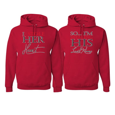 I Stole Her Heart I'm Stealing His Last Name His and Hers Matching Couples Hoodie Sweater Set