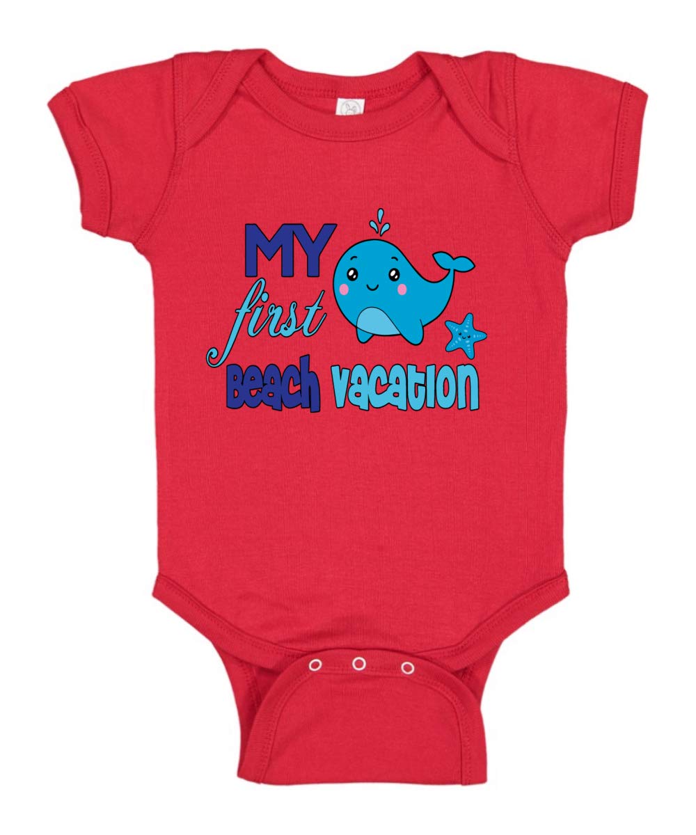 My First Beach Vacation Funny Cute Whale Humor Baby Creeper Boys Girls Infant Bodysuit