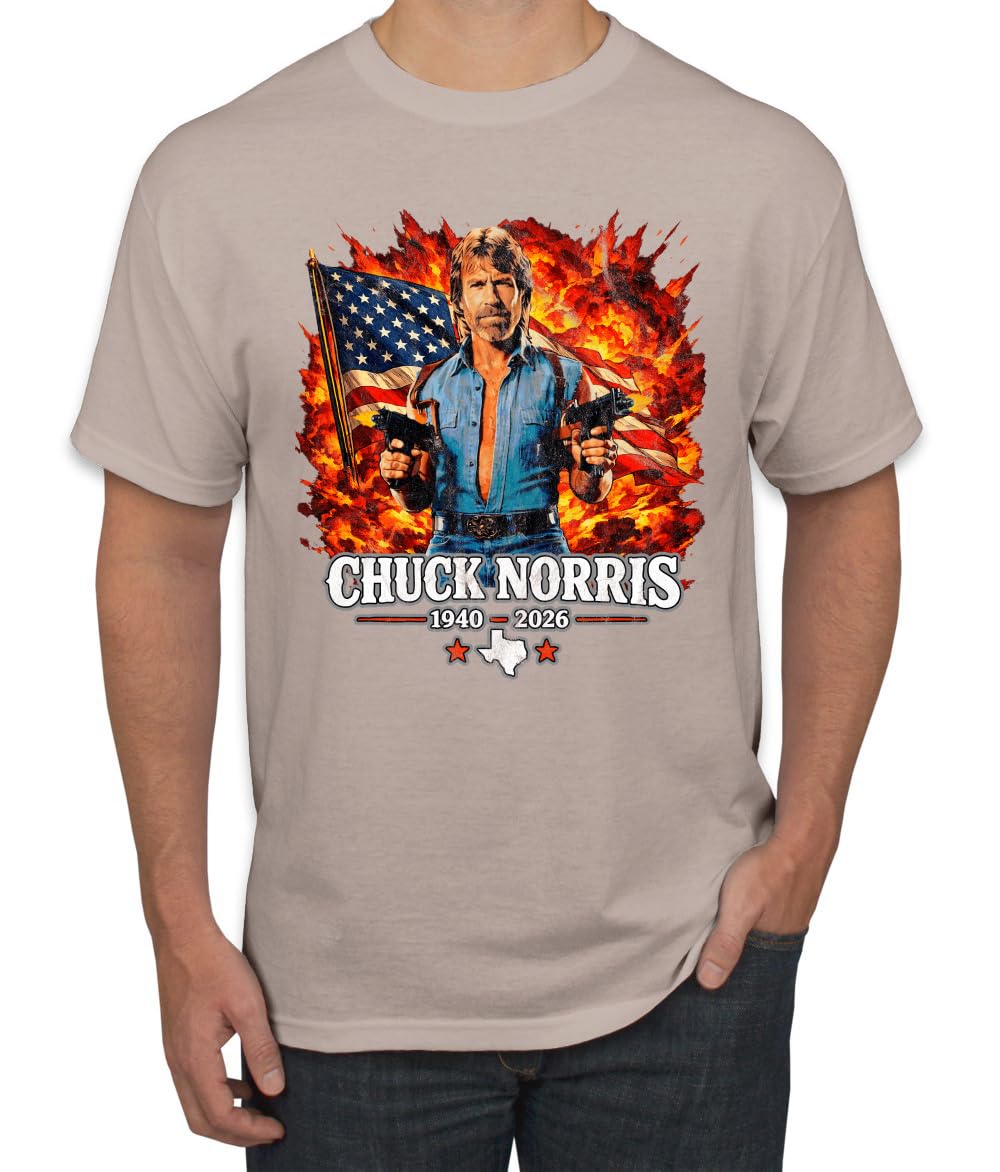 Chuck Norris 1940-2026 American Flag Texas Patriot Action Hero Memorial Tribute Pop Culture Men's T-Shirt