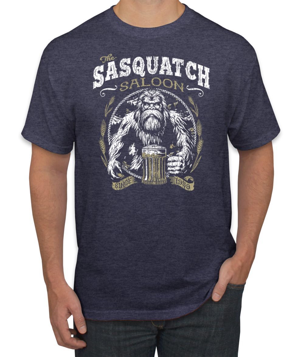 The Sasquatch Saloon Funny Bigfoot Beer Conspiracy Pop Culture Men's T-Shirt