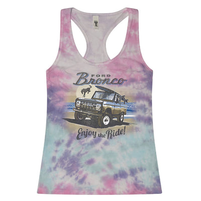 Classic Vintage Ford Bronco Enjoy The Ride Cars and Trucks Tie-Dye Racerback Tank Top