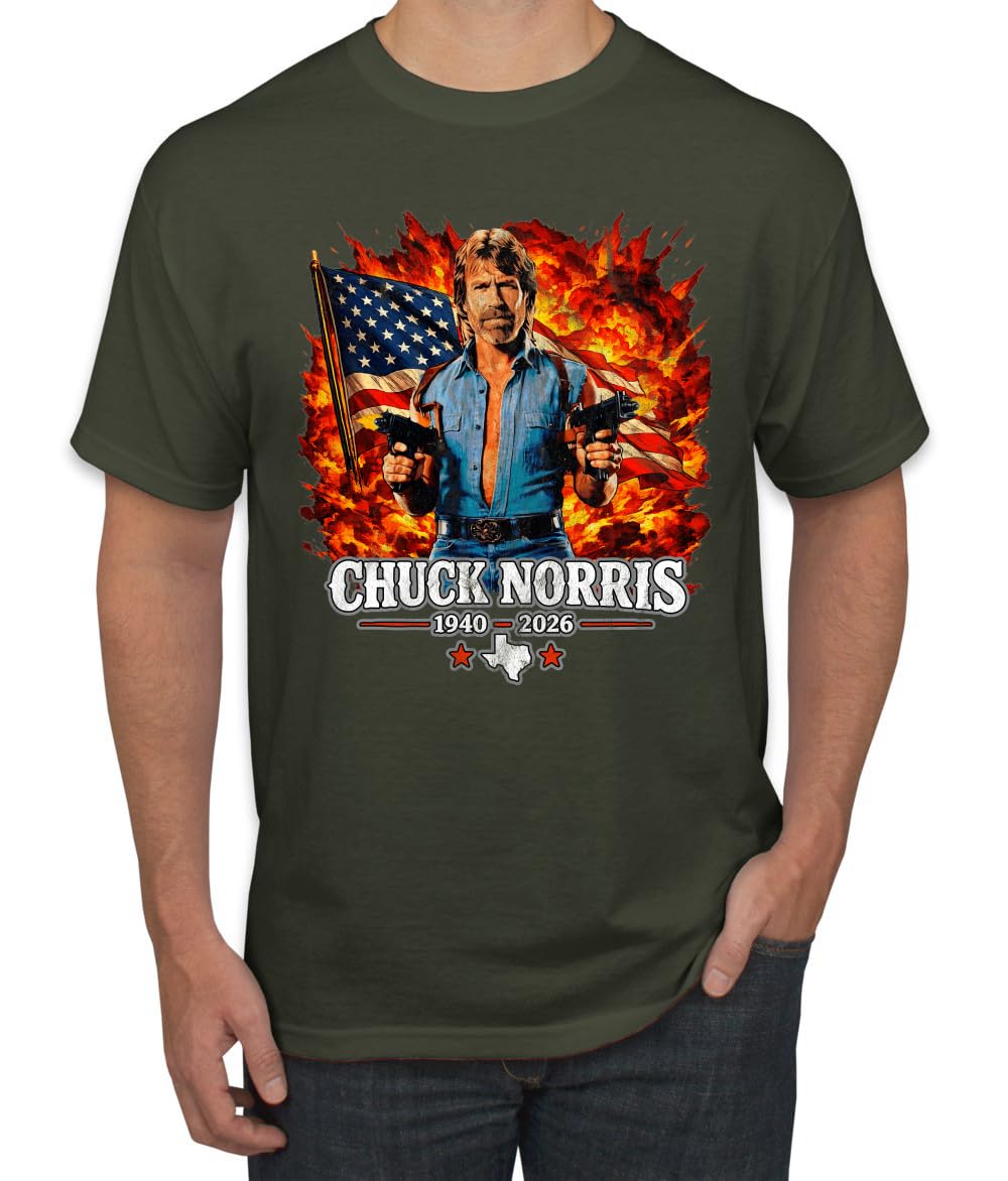 Chuck Norris 1940-2026 American Flag Texas Patriot Action Hero Memorial Tribute Pop Culture Men's T-Shirt
