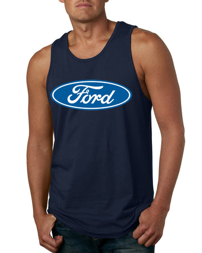 Ford Logo Tank Officially Licensed Blue Emblem Performance Cars and Trucks Mens Graphic Tank Top