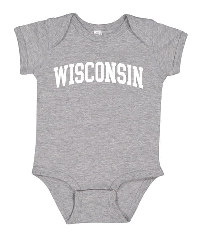 State of Wisconsin College Style White Fashion Baby Black Sports Baby Creeper Boys Girls Infant Bodysuit