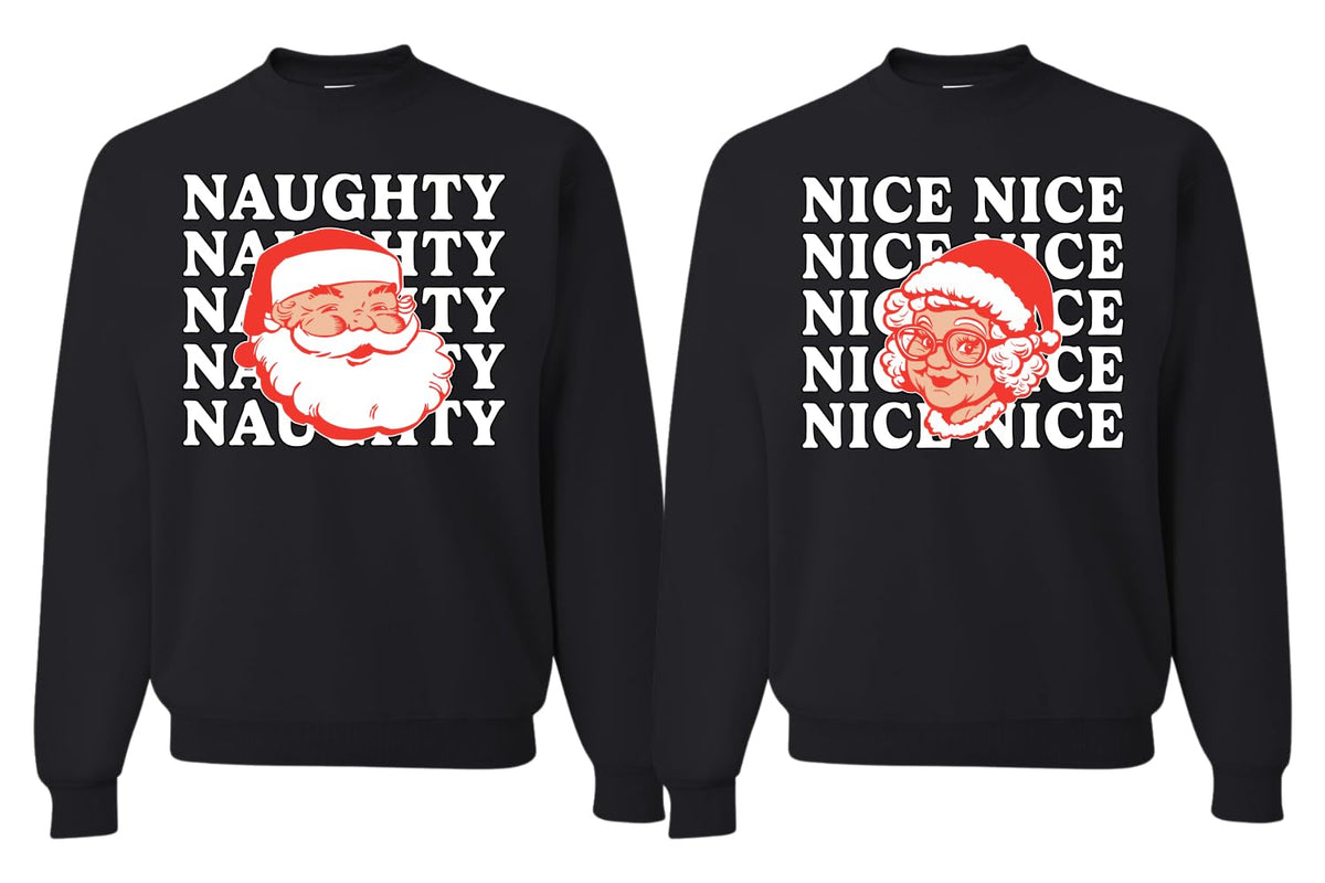 Naughty, Nice Santa Claus Mrs Claus Couples Sweatshirt