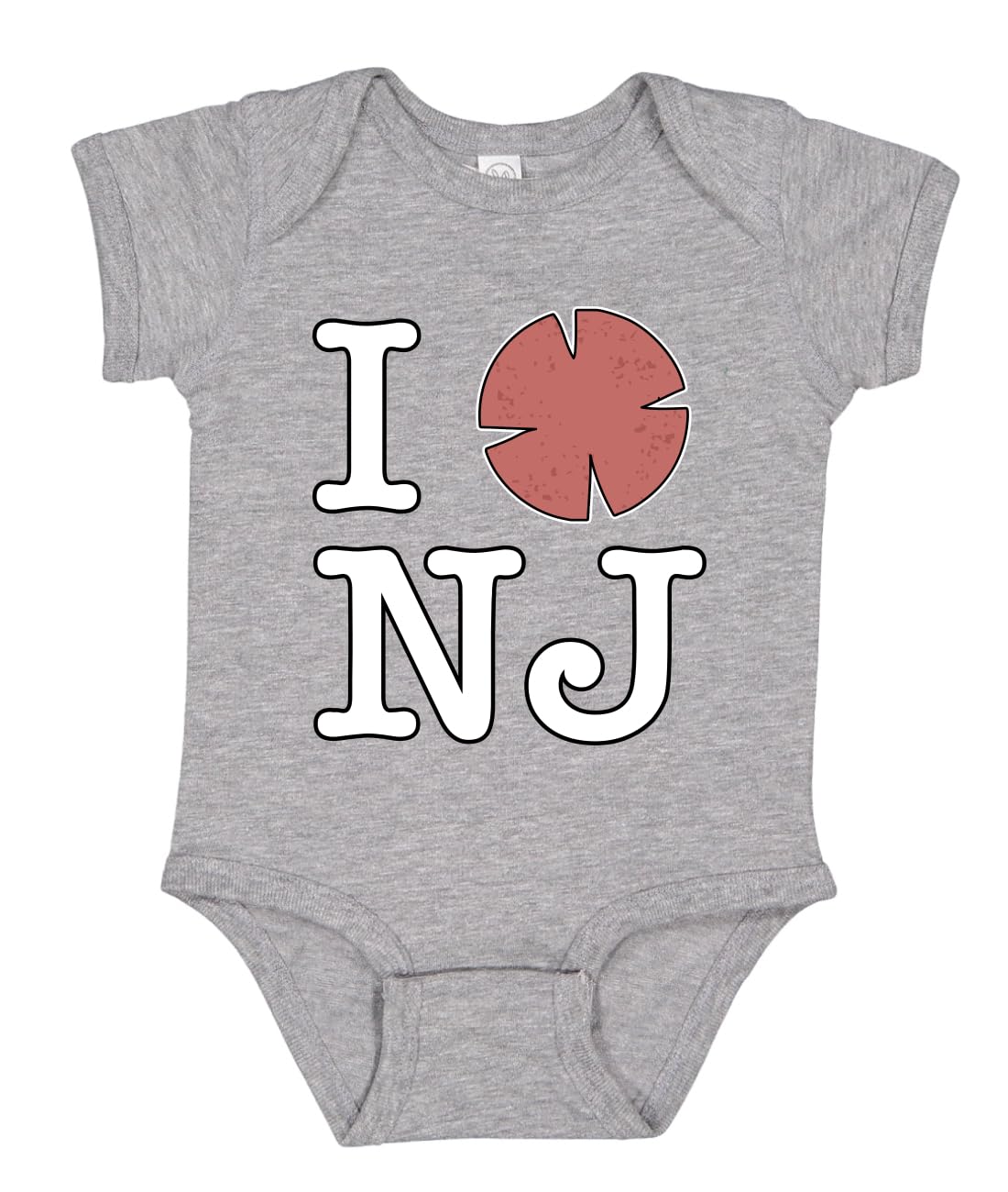 I Heart NJ Funny Love New Jersey Pork Roll Shape Breakfast Meme Fashion Baby Creeper Boys Girls Infant Bod