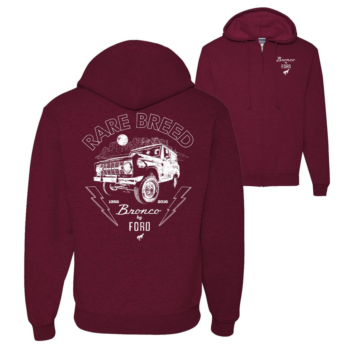 US Flag Ford Bronco Cars and Trucks Front and Back Graphic Zip Up Hoodie Sweatshirt