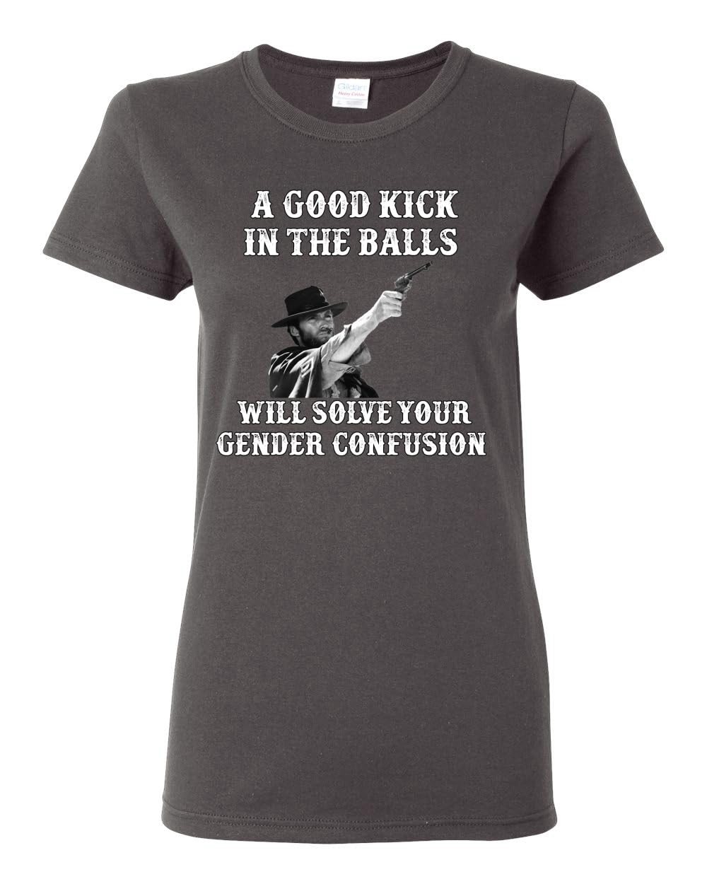 A Good Kick in The Balls Solves Gender Confusion Political Womens Graphic T-Shirt