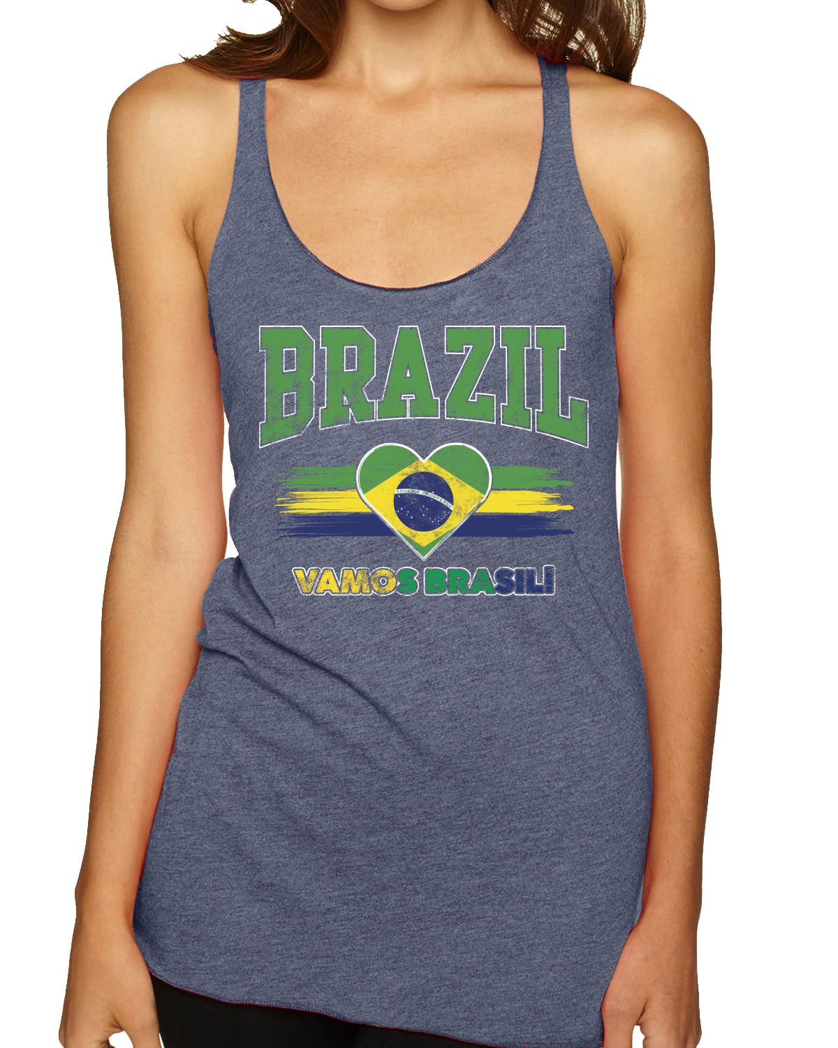 Flag Heart Soccer Fan | Women's Novelty Shirt | Game Day Gift for Her Tri-Blend Racerback Tank Top