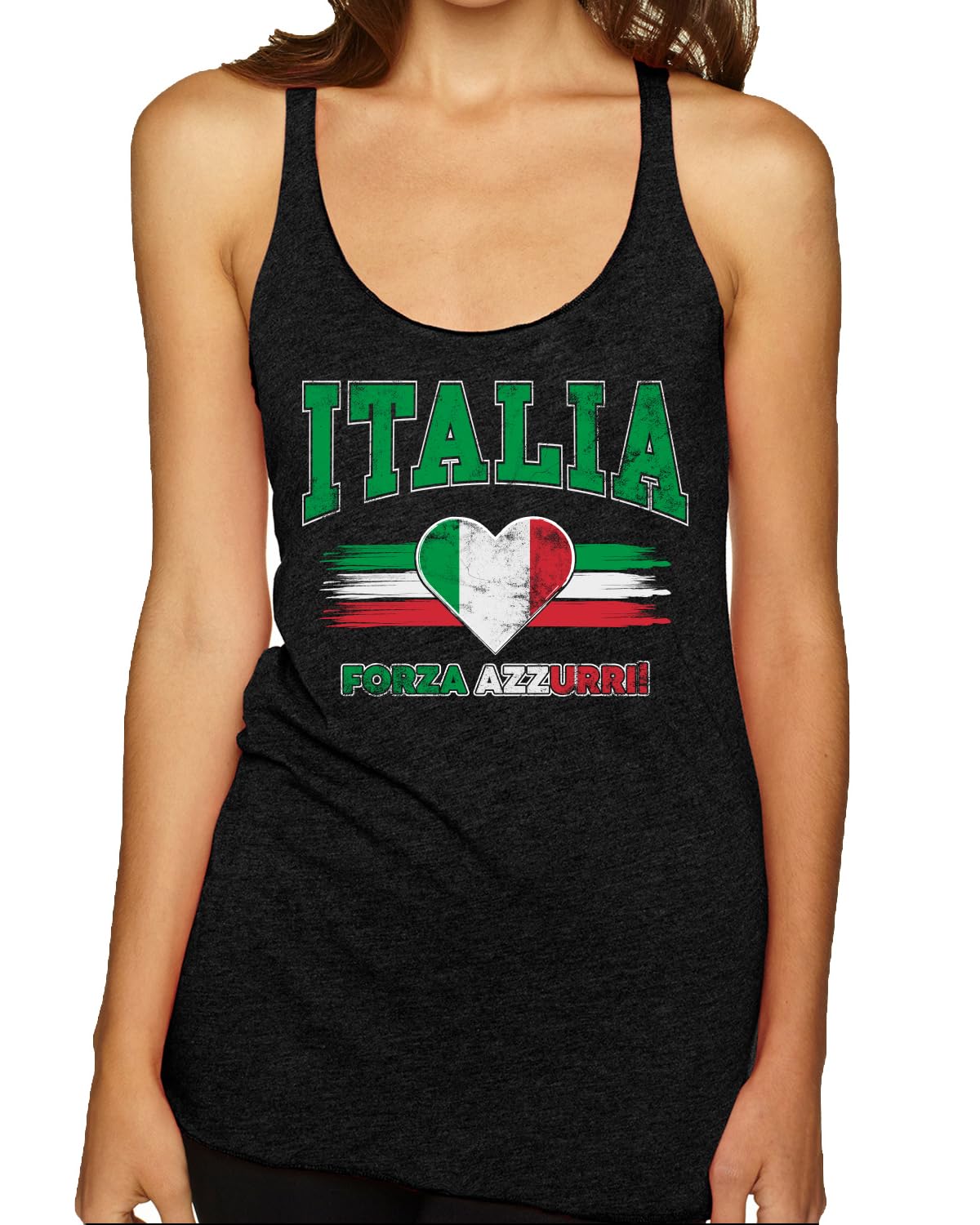 Flag Heart Soccer Fan | Women's Novelty Shirt | Game Day Gift for Her Tri-Blend Racerback Tank Top