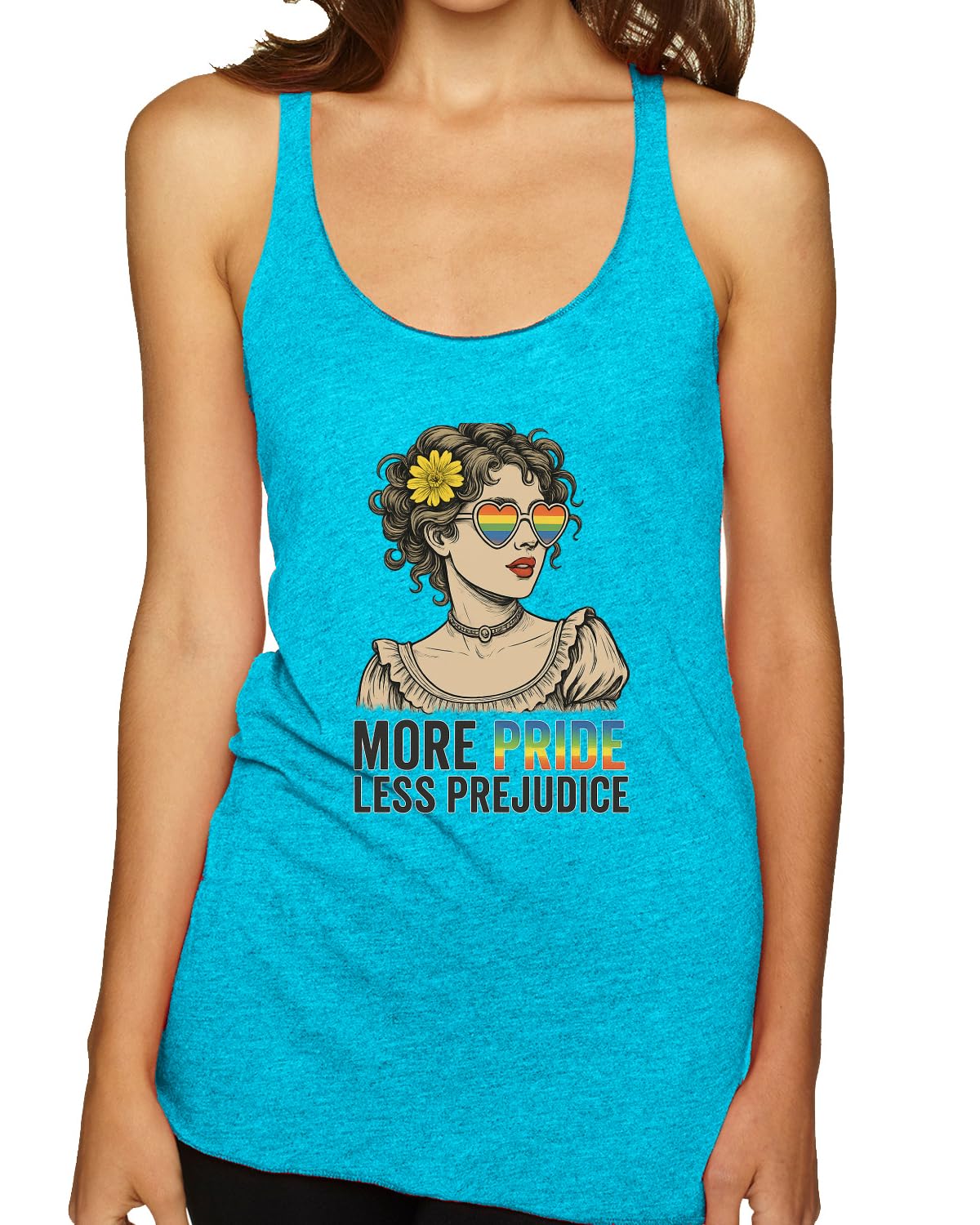 More Pride Less Prejudice Lesbian Gay Bi Trans Pride LGBT Pride Tri-Blend Racerback Tank Top