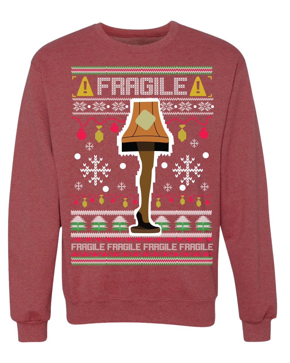 Fragile Leg Lamp Ugly Christmas Sweater Unisex Crewneck Graphic Sweatshirt