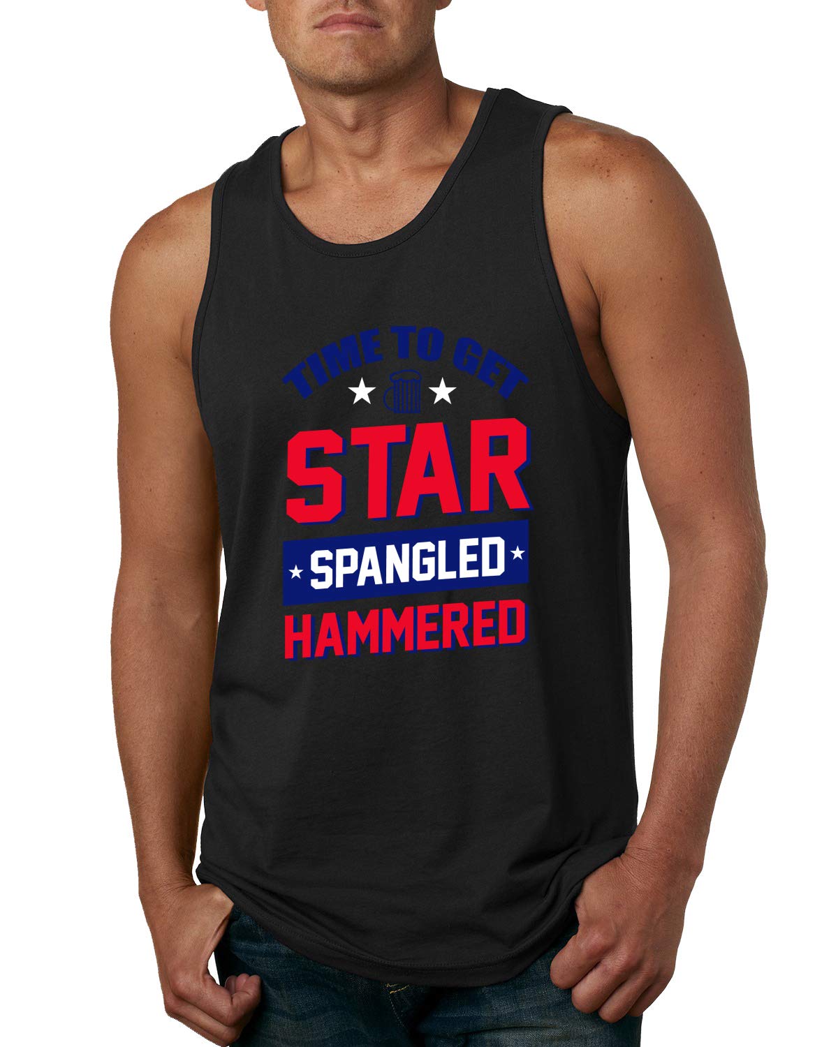 Beer Bacon Guns Freedom Funny America USA Drinking Independence Day Mens Graphic Tank Top