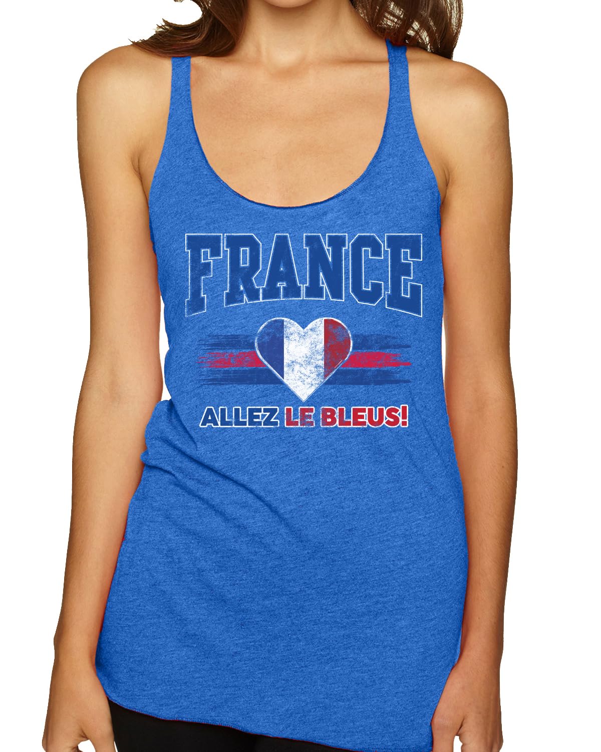 Flag Heart Soccer Fan | Women's Novelty Shirt | Game Day Gift for Her Tri-Blend Racerback Tank Top