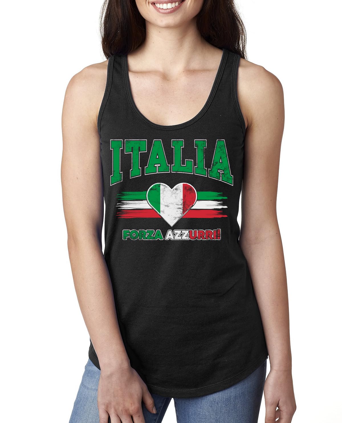 Flag Heart Soccer Fan, Women's Novelty Shirt, Game Day Gift for Her Racerback Tank Top