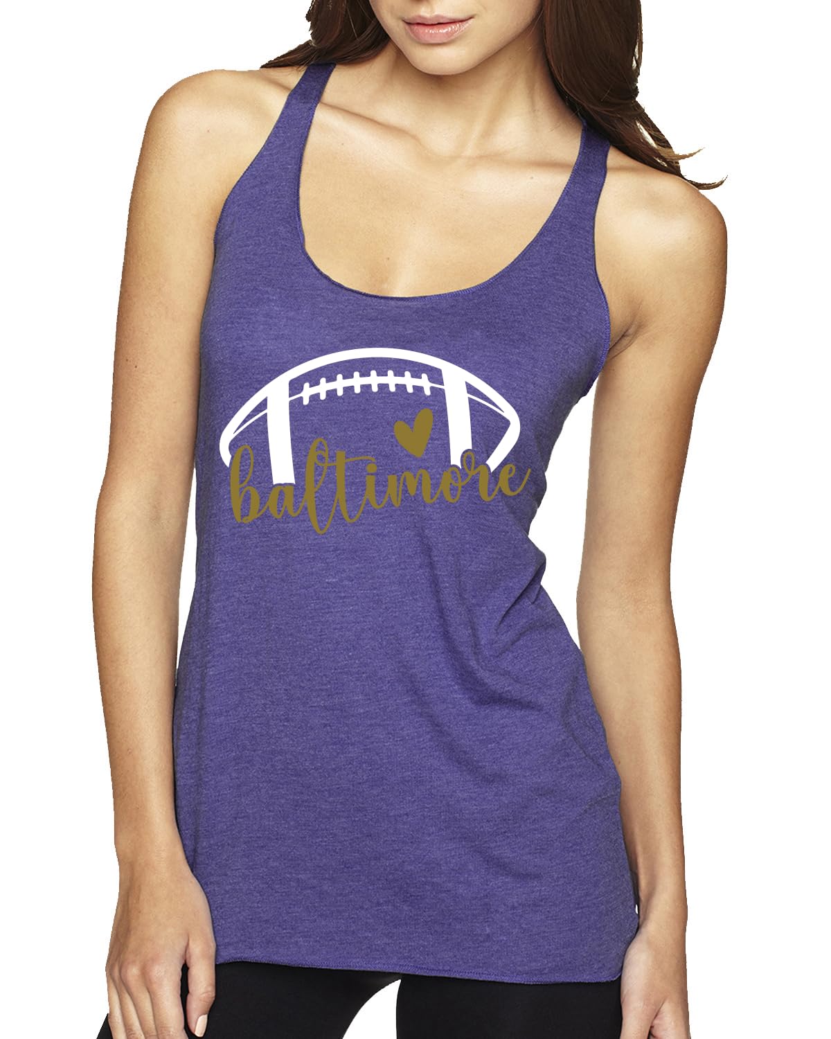 Football Hometown Fan Heart Script Writing Sports Tri-Blend Racerback Tank Top