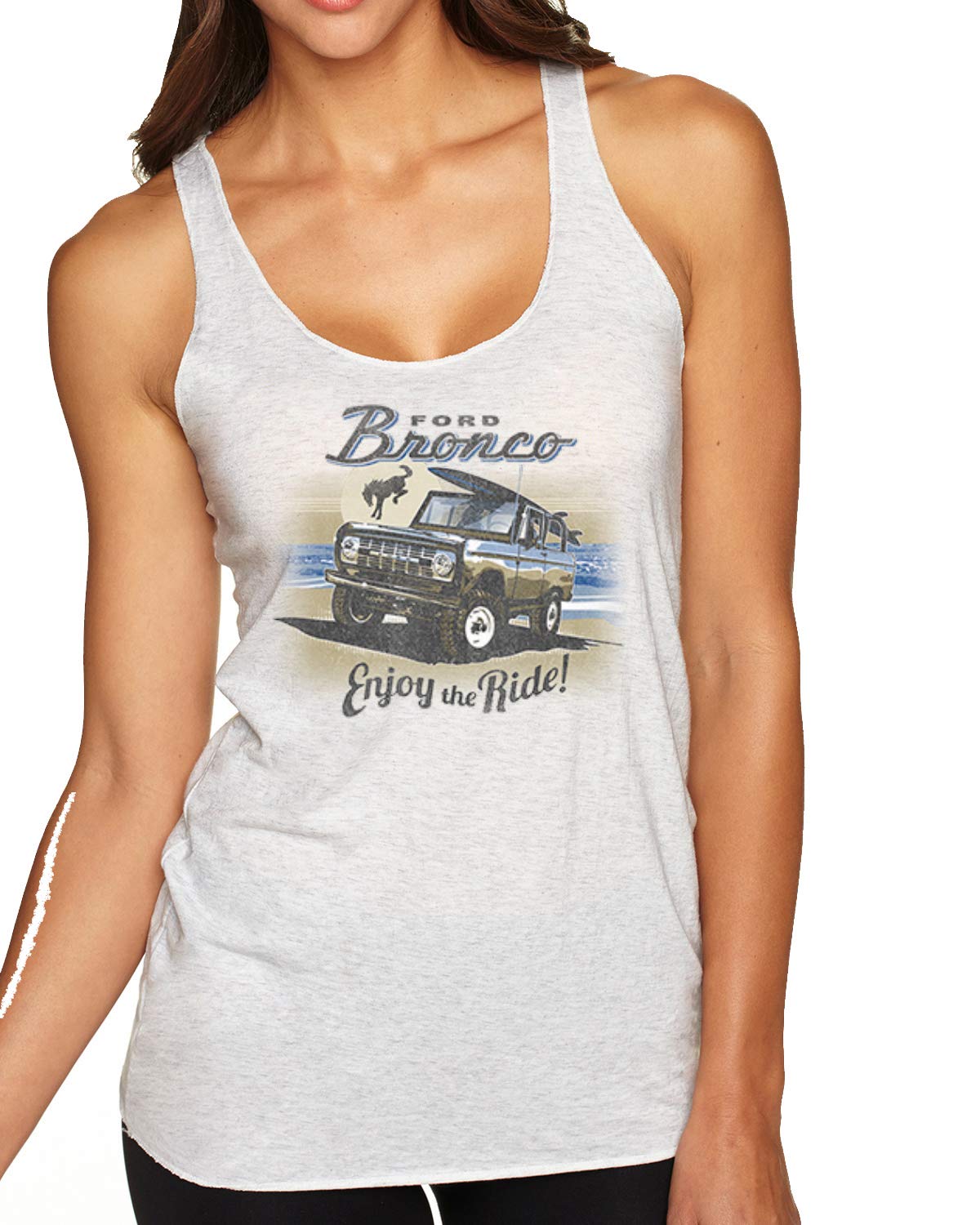 Classic Vintage Ford Bronco Enjoy The Ride Cars and Trucks Tri-Blend Racerback Tank Top