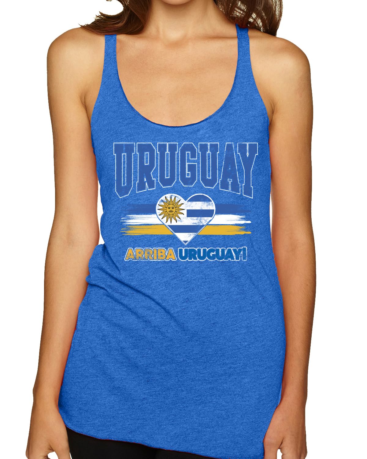 Flag Heart Soccer Fan | Women's Novelty Shirt | Game Day Gift for Her Tri-Blend Racerback Tank Top