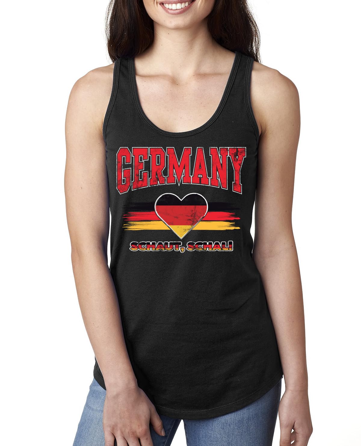 Flag Heart Soccer Fan, Women's Novelty Shirt, Game Day Gift for Her Racerback Tank Top