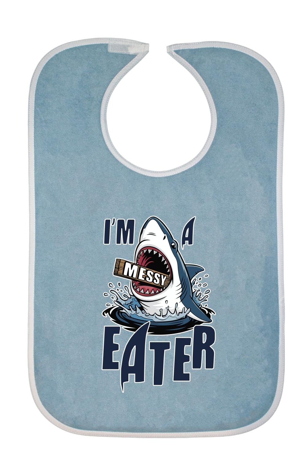 I’m a Messy Eater Shark, Cartoon Ocean Food Joke Adult Bib Funny Gift for Grandma or Grandpa