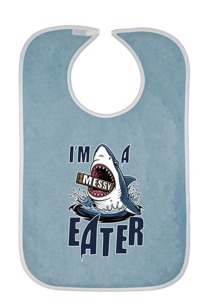 I’m a Messy Eater Shark, Cartoon Ocean Food Joke Adult Bib Funny Gift for Grandma or Grandpa