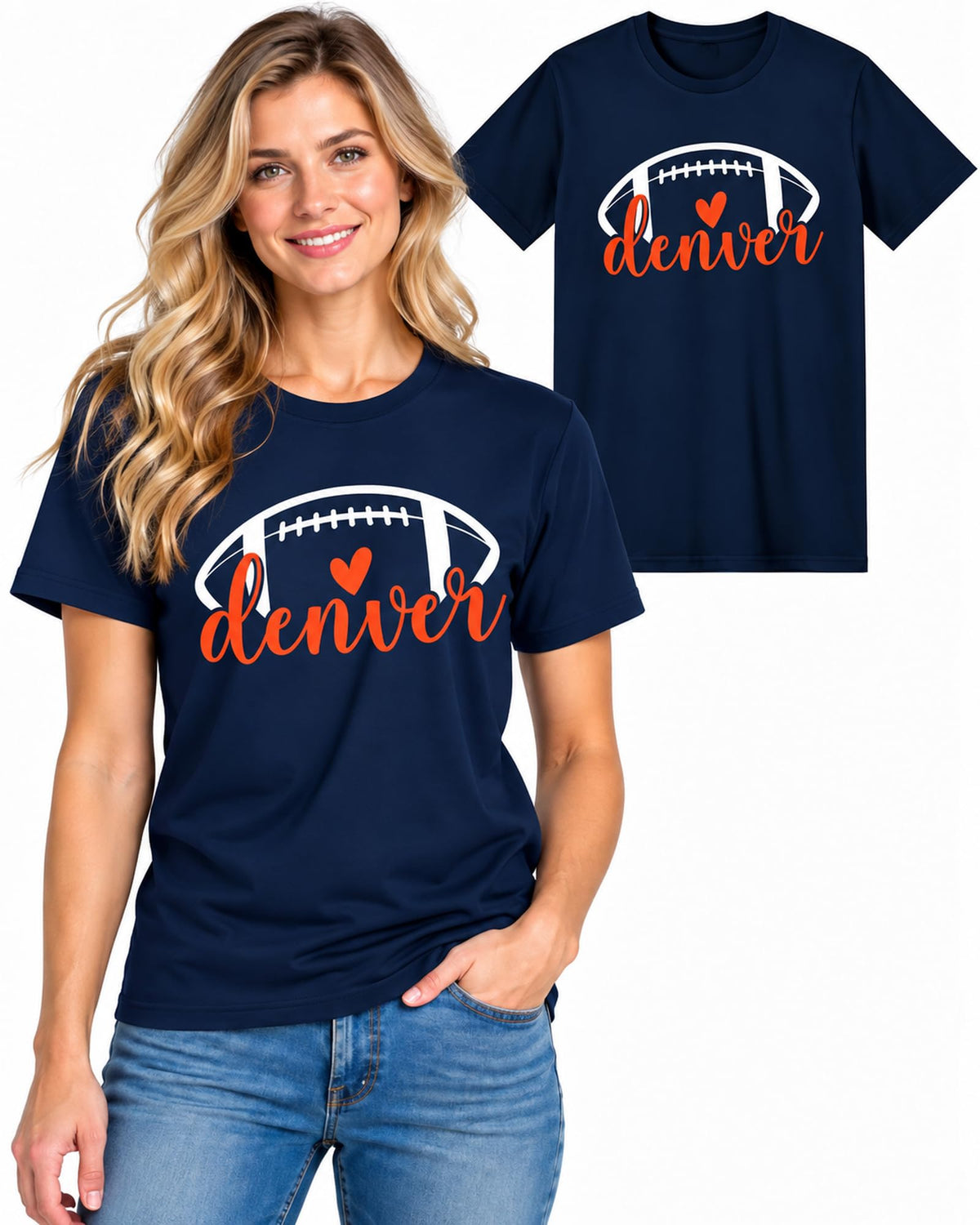 Womens Football Fan Cotton Tee Graphic We love City T Shirt