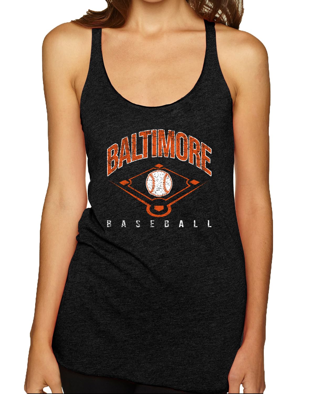 American Baseball Fan Vintage Distressed Field Sports Gift Tri-Blend Racerback Tank