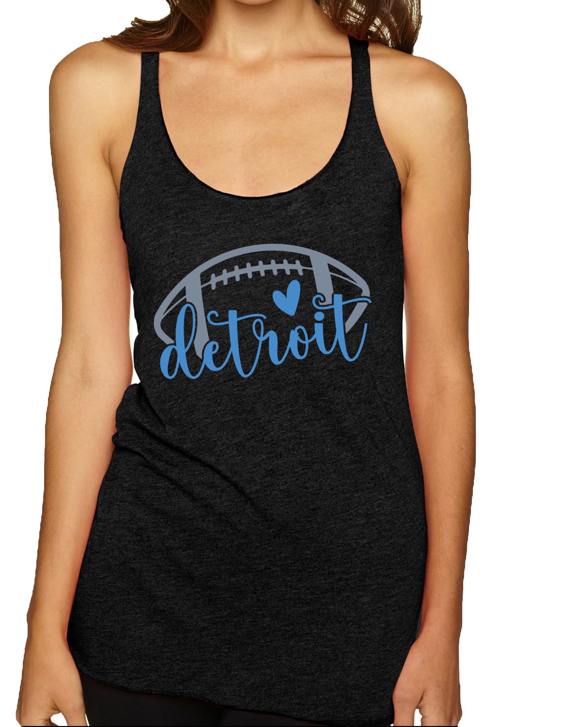 Football Hometown Fan Heart Script Writing Sports Tri-Blend Racerback Tank Top