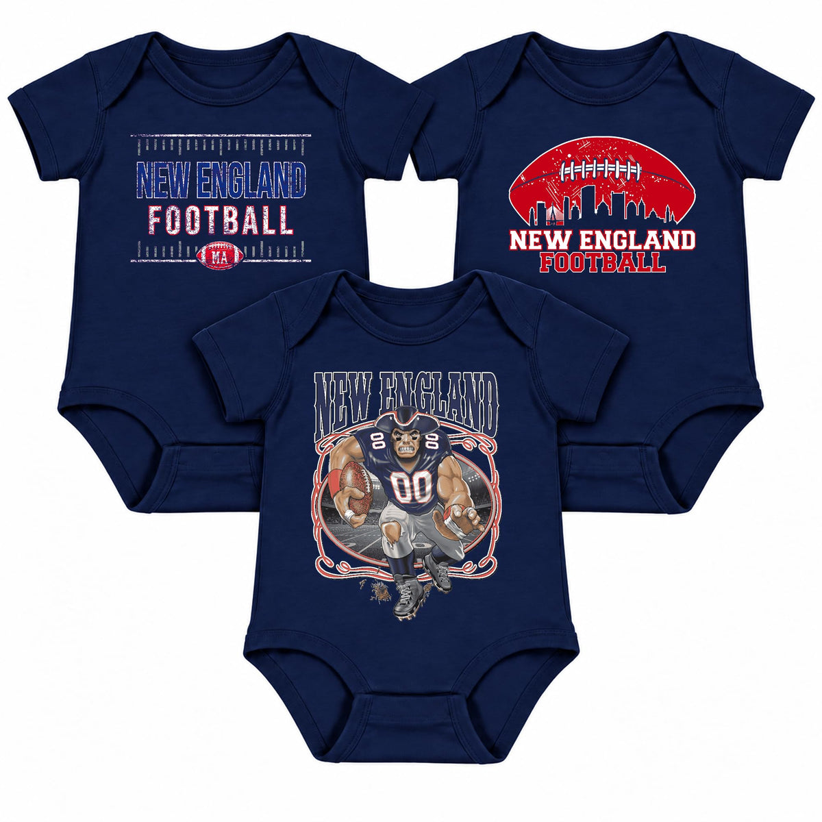 3-Pack Baby Bodysuit American Football Fan for Boys Girls Newborn Infant