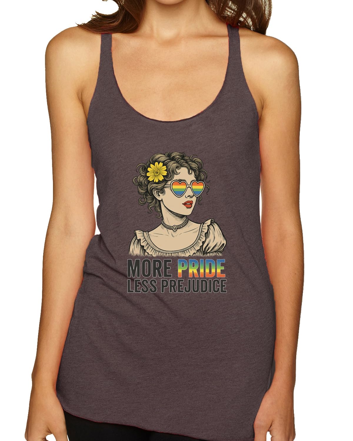 More Pride Less Prejudice Lesbian Gay Bi Trans Pride LGBT Pride Tri-Blend Racerback Tank Top