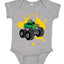 Green Monster Truck with Firey Flames Cars and Trucks Baby Creeper Boys Girls Infant Bodysuit
