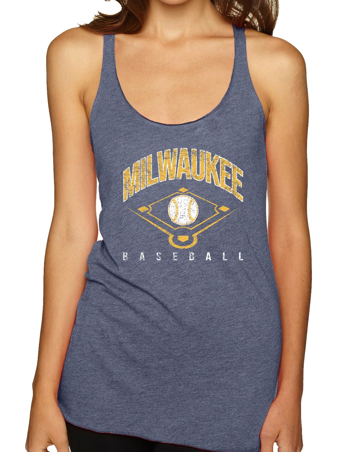 American Baseball Fan Vintage Distressed Field Sports Gift Tri-Blend Racerback Tank