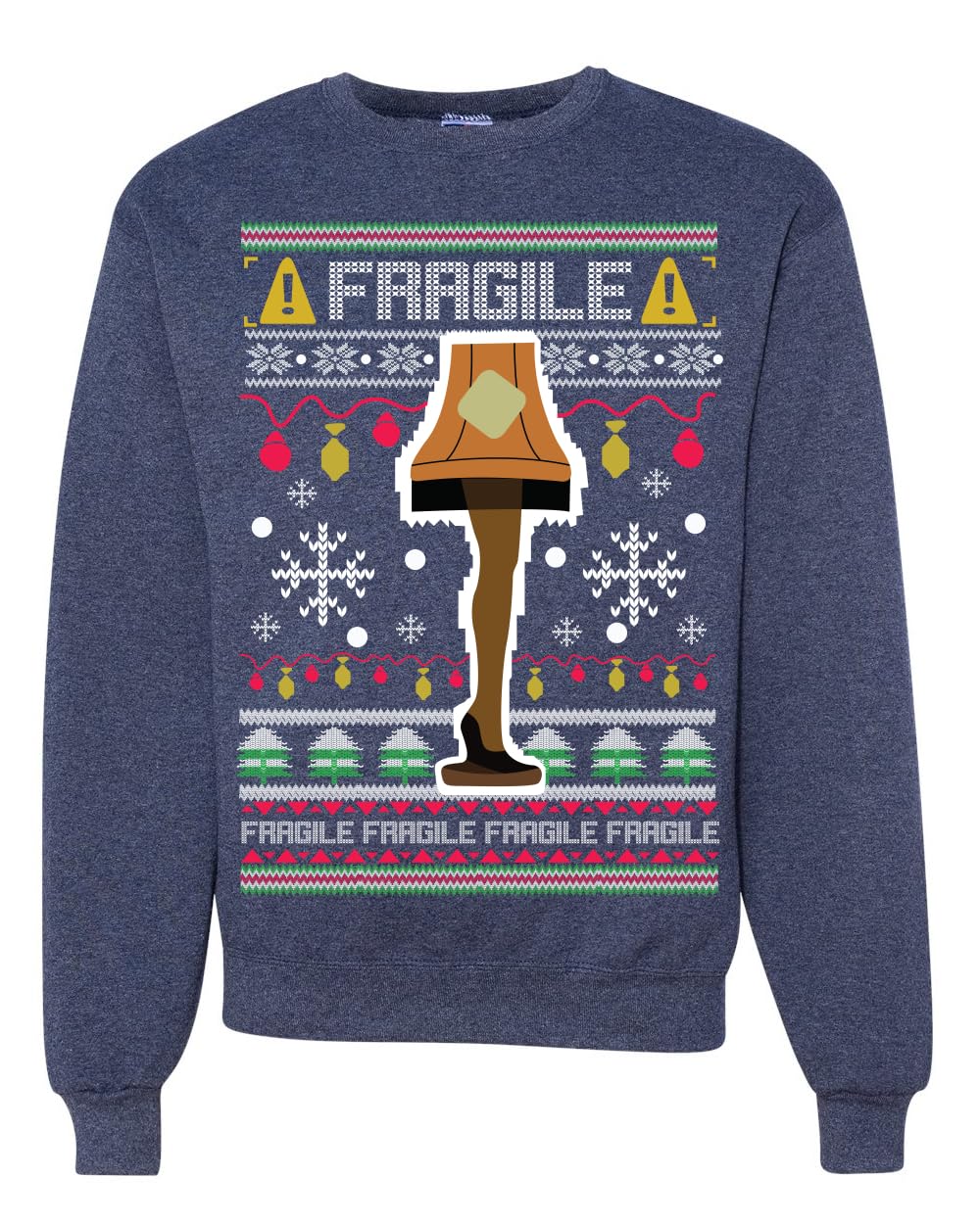Fragile Leg Lamp Ugly Christmas Sweater Unisex Crewneck Graphic Sweatshirt