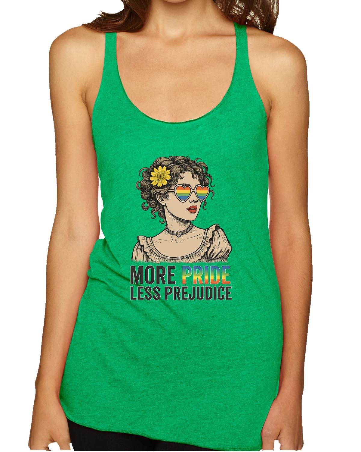 More Pride Less Prejudice Lesbian Gay Bi Trans Pride LGBT Pride Tri-Blend Racerback Tank Top