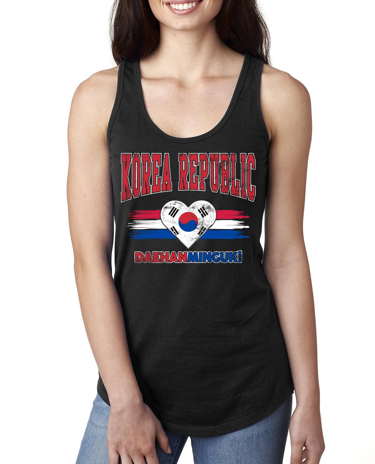 Flag Heart Soccer Fan, Women's Novelty Shirt, Game Day Gift for Her Racerback Tank Top