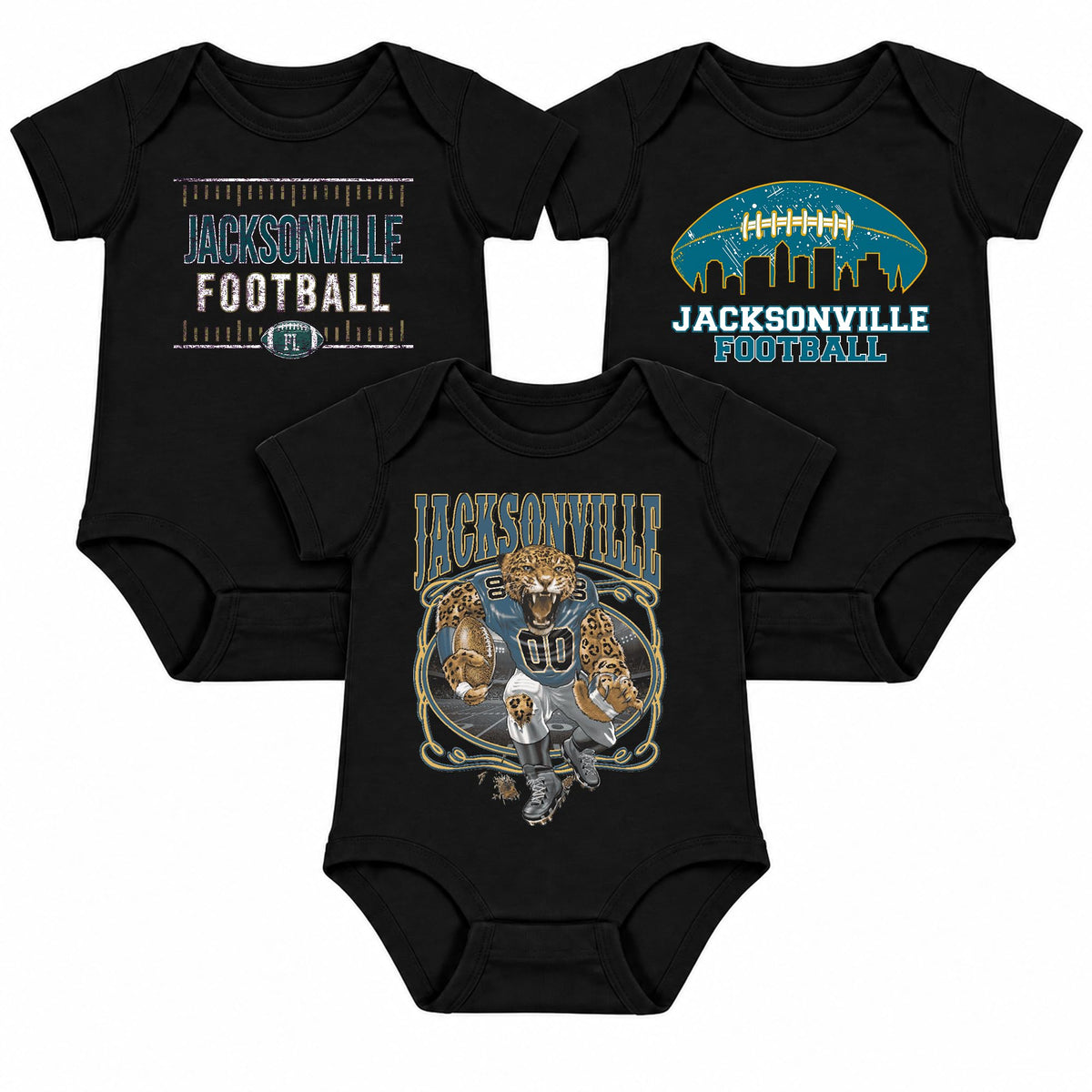 3-Pack Baby Bodysuit American Football Fan for Boys Girls Newborn Infant
