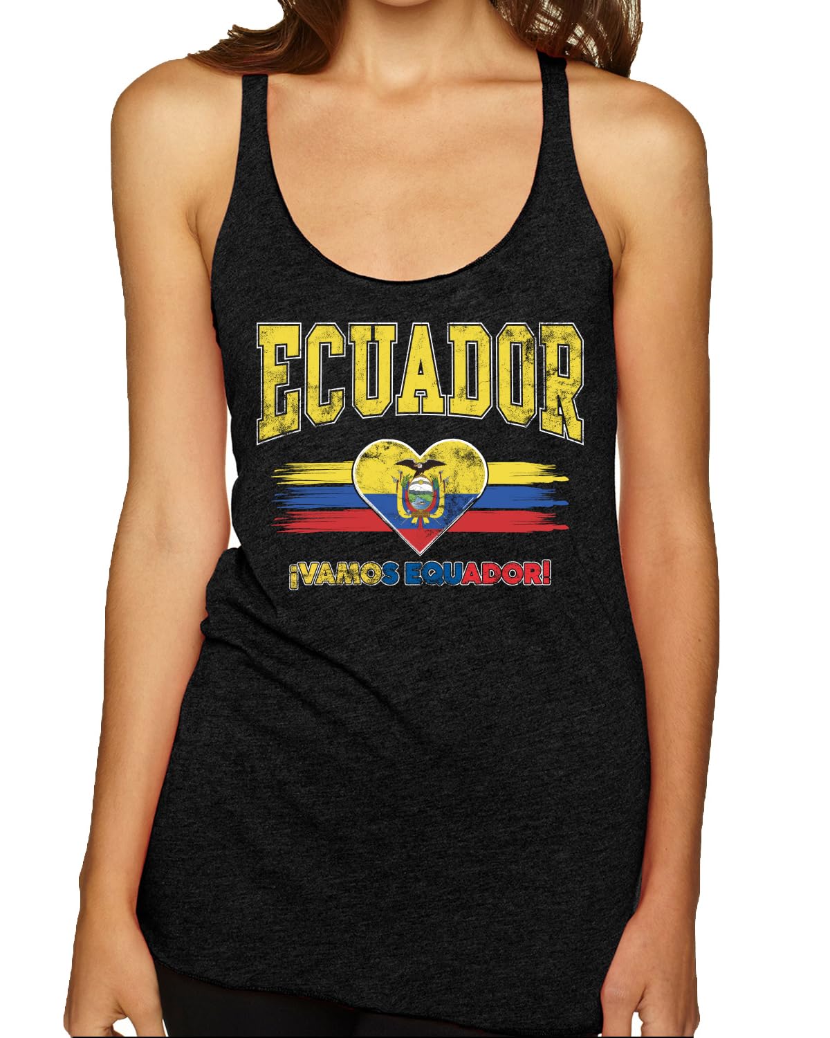 Flag Heart Soccer Fan | Women's Novelty Shirt | Game Day Gift for Her Tri-Blend Racerback Tank Top