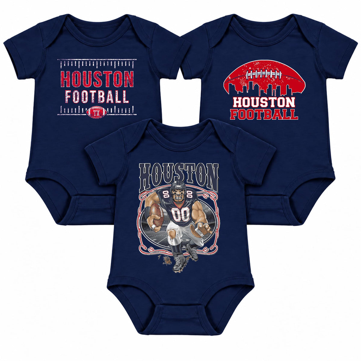 3-Pack Baby Bodysuit American Football Fan for Boys Girls Newborn Infant