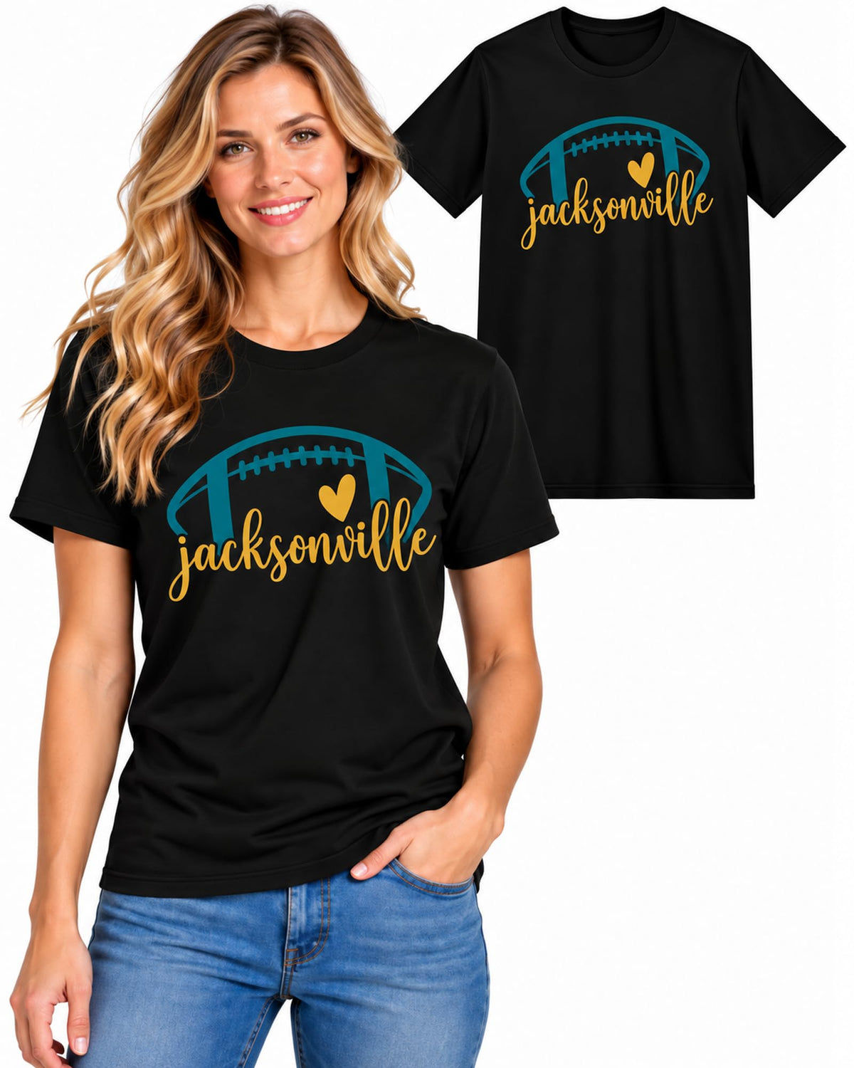 Womens Football Fan Cotton Tee Graphic We love City T Shirt
