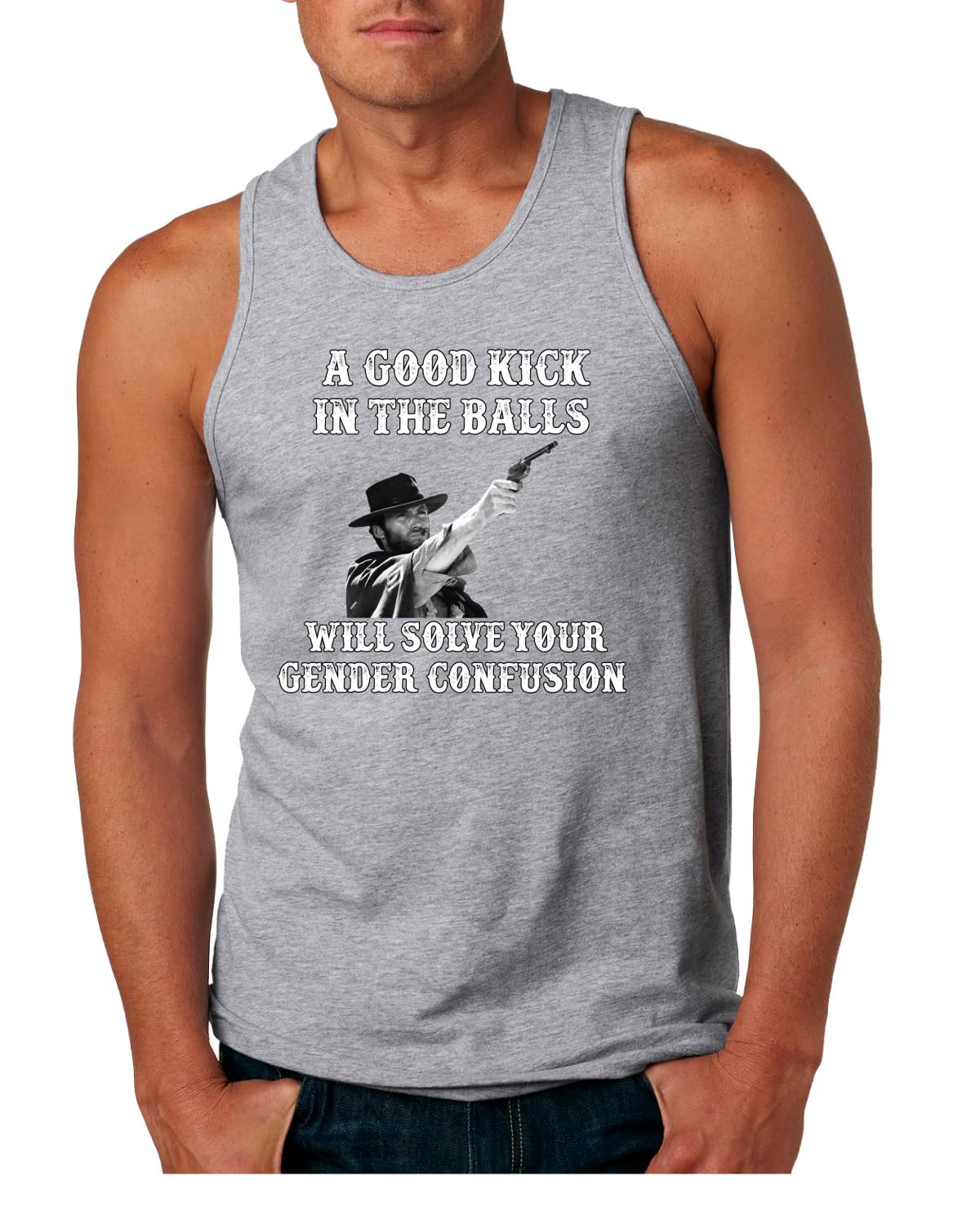 A Good Kick in The Balls Solves Gender Confusion Political Mens Tank Top
