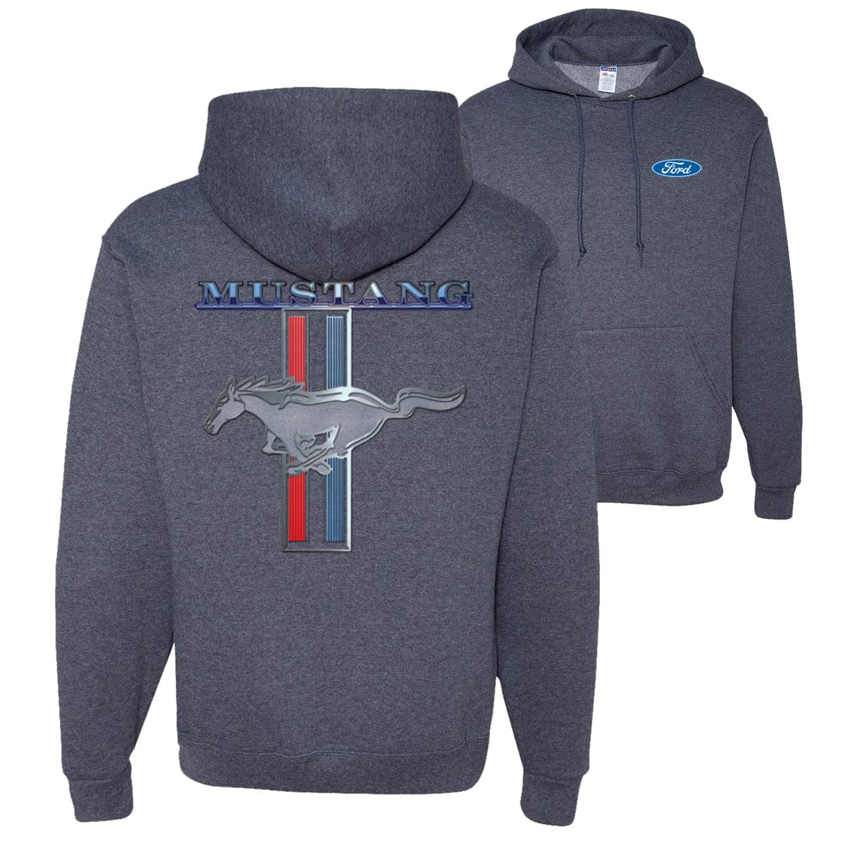 Ford Mustang Classic Pony USA Logo Emblem Cars and Trucks Front and Back Unisex Graphic Hoodie Sweatshirt