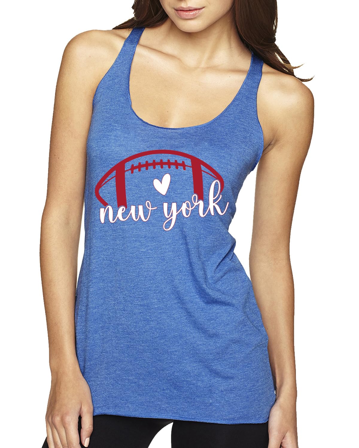 Football Hometown Fan Heart Script Writing Sports Tri-Blend Racerback Tank Top