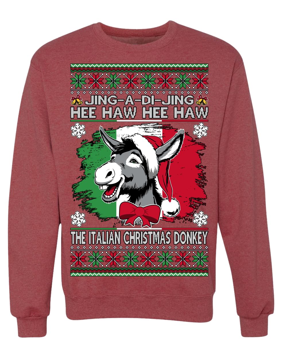 Funny Italian Christmas Donkey Ugly Christmas Sweater Crewneck Sweatshirt