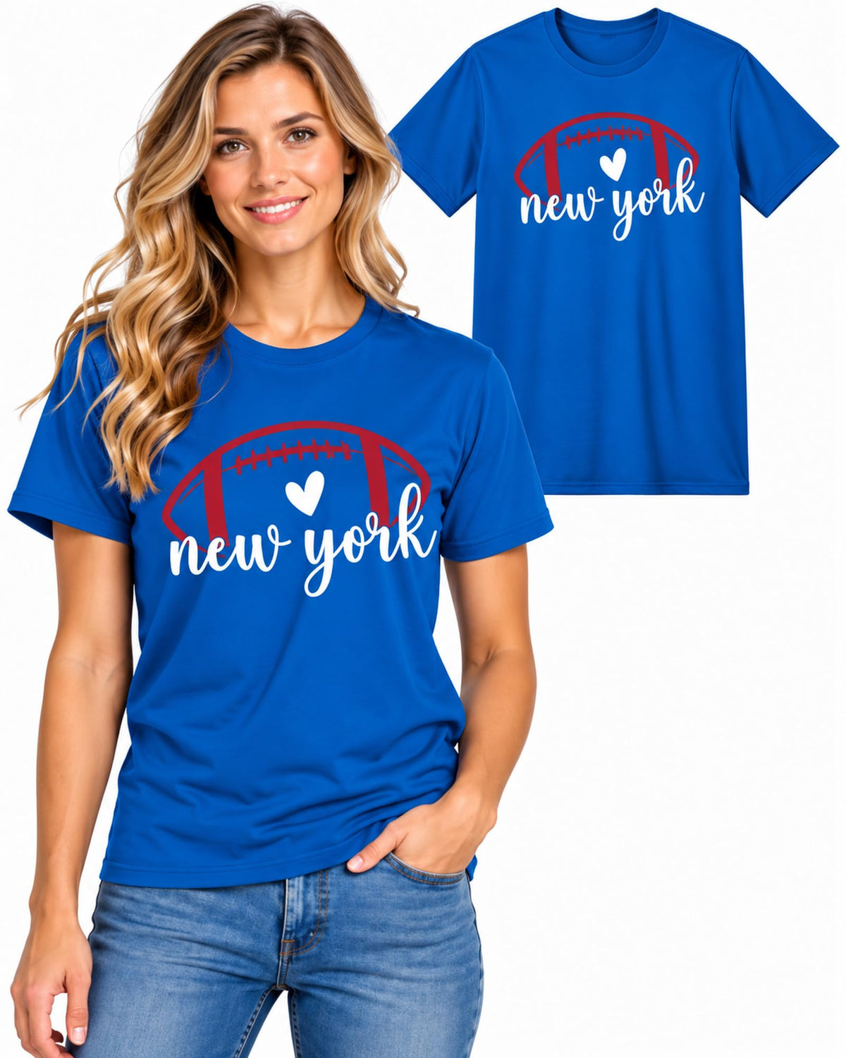 Womens Football Fan Cotton Tee Graphic We love City T Shirt